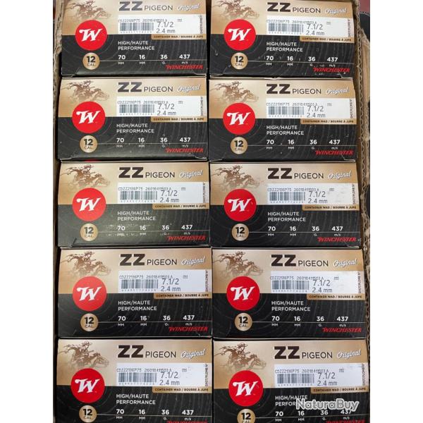 !! DESTOCKAGE !! CARTOUCHES WINCHESTER ZZ PIGEON ORIGINAL PB 7.5 CARTONS 250