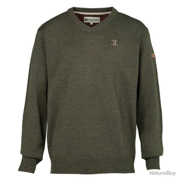 Prix de d�part � 1� !! Pull chasse Percussion Col V Kaki Taille 2XL