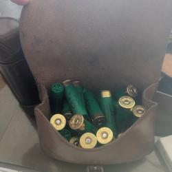 Petite sacoche avec porte ceinture en cuir vantage pour cartouches, munitions non incluses