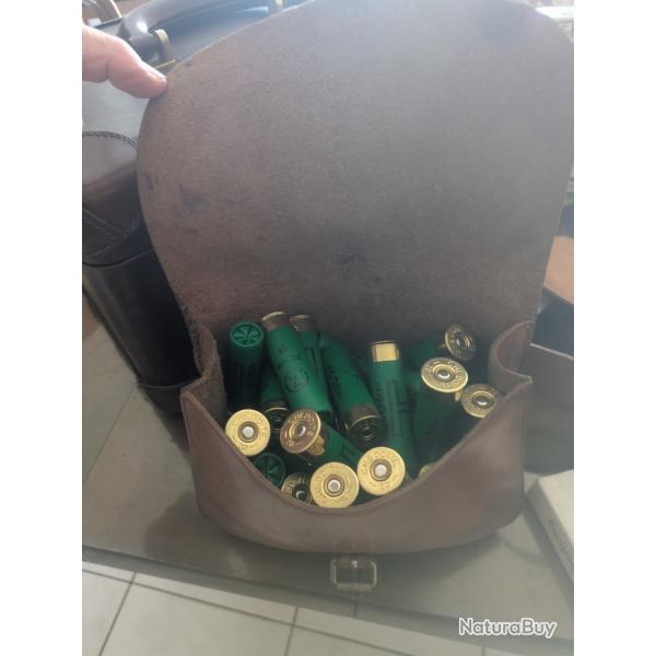 Petite sacoche avec porte ceinture en cuir vantage pour cartouches, munitions non incluses