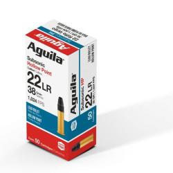 50 munitions Aguila Subsonic Hollow Point calibre 22 LR