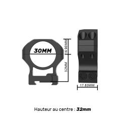 Paire de Colliers/Anneaux de montage TRITON diam&egrave;tre 30mm pour rail 21mm