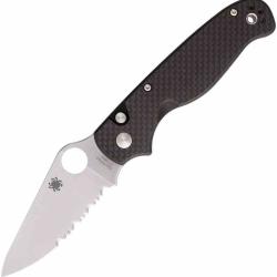 Couteau Spyderco ButtonUp Button Lock Lame Acier 8Cr13MoV Manche Peel Ply Carbon Fiber G10 SC275CFPS
