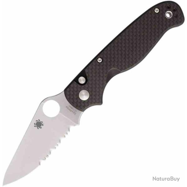 Couteau Spyderco ButtonUp Button Lock Lame Acier 8Cr13MoV Manche Peel Ply Carbon Fiber G10 SC275CFPS