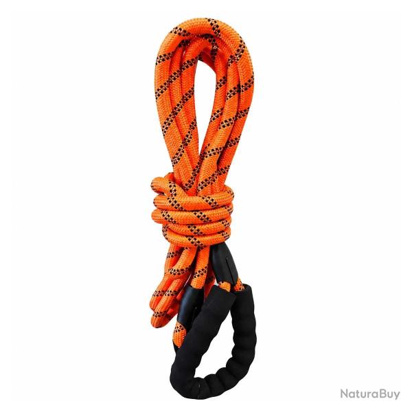 Longe r�fl�chissante orange nylon avec poign�e et mousqueton 15 m
