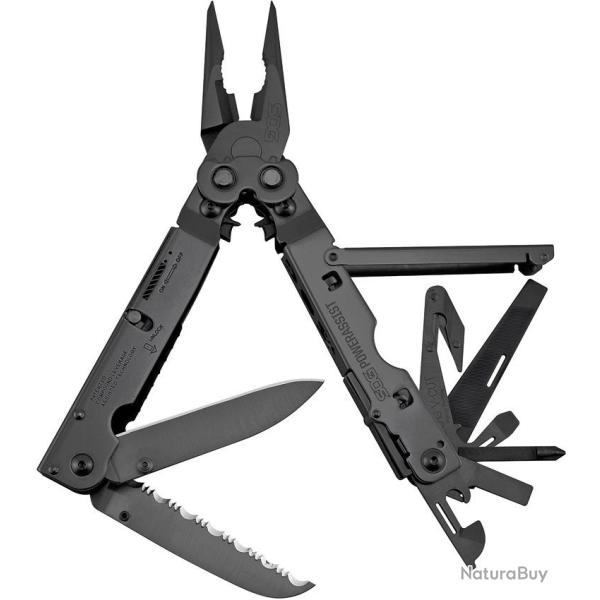 Pince Multi-Outils SOG PowerAssist A/O Lame Acier Inox Manche Acier Noir 2 Lames Etui USA SOGB66NCP