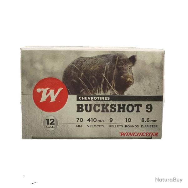 LOT DE 2 BOITES DE 10 CARTOUCHES WINCHESTER 12/70 CHEVROTINE 20MM 33.3G 9GR