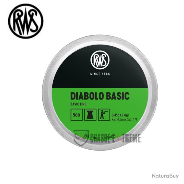 500 Plombs Plats RWS Diabolo Basic Cal 4,5 mm