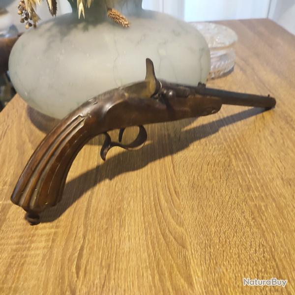 Pistolet ancien de tir de salon 6 mm Flobert � bloc tombant - Poin�on ELG Li�ge (Belgique) - XIXe