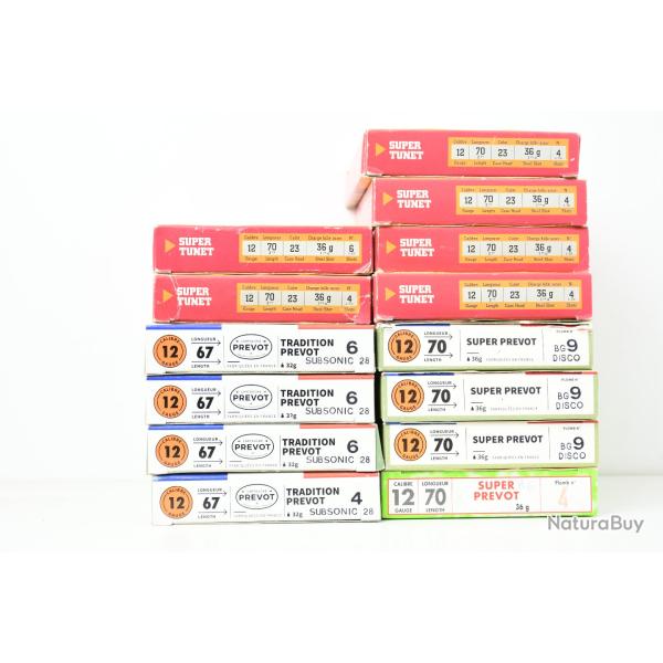 Lot de 140 Cartouches Prevot/Tunet calibre 12
