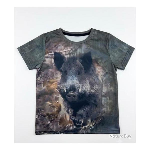 Tee Shirt Enfant Camouflage Sanglier 9 ans