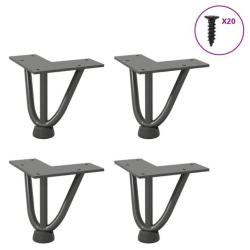 Pieds &eacute;pingle table basse acier anthracite 10 cm r&eacute;glables lot 4
