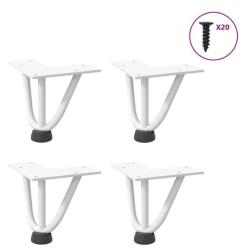 Pieds &eacute;pingle table basse acier blanc 10 cm r&eacute;glables lot 4