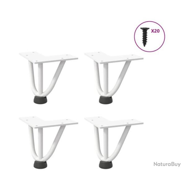 Pieds �pingle table basse acier blanc 10 cm r�glables lot 4