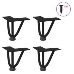 Pieds &eacute;pingle table basse acier noir 10 cm r&eacute;glables lot 4