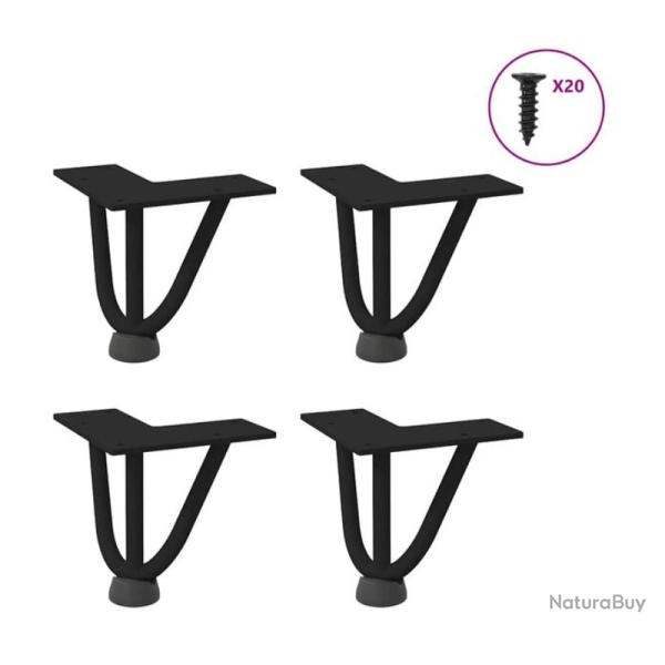Pieds �pingle table basse acier noir 10 cm r�glables lot 4
