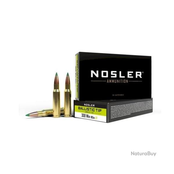 Cartouches NOSLER calibre 308 win ballistic tip 165gr x20