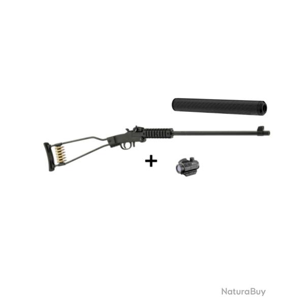 Pack Carabine pliante CHIAPPA Little Badger 17HMR + point rouge + silencieux 1/2X28 (OP8081+CR904)