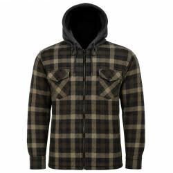 Chemise polaire &agrave; capuche 4 poches sherpa marron