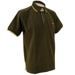 Polo brod&eacute; sanglier manches courtes coton piqu&eacute; kaki XL