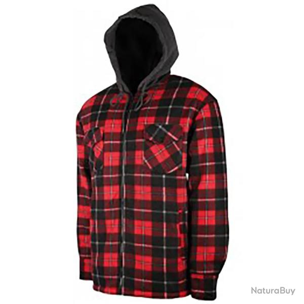 Chemise polaire � capuche 4 poches sherpa rouge