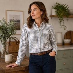 Chemise Tattersal marron/marine  pour  femme