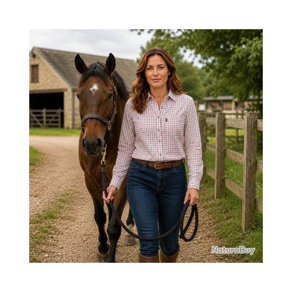 Chemise Tattersal marron/rose  pour  femme
