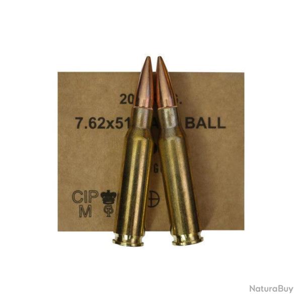 Munitions GGG .308 Winchester M80 FMJ 147 gr - 640 Cartouches Caisse M2A1