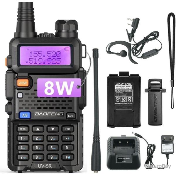 Talkie Walkie Haute Puissance 8W FM Transmetteur-R�cepteur 128 Canaux Ecouteurs Batterie 1800 mAh