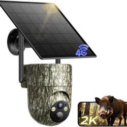 Cam&eacute;ra de Chasse Solaire 4G LTE Carte SIM D&eacute;tection Humaine PIR &Eacute;tanche IP66 Vision Nocturne Alarmes