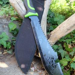 Kukkri Bolo Bowie Machette Machete GROSSE Lame Acier Inox Manche ABS Black / N&eacute;on Etui Nylon 01