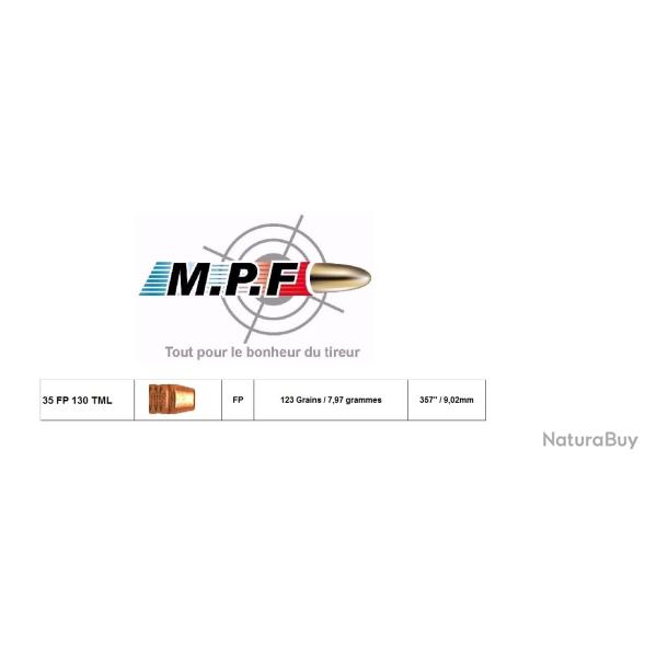 BallesMPF 35 FP 130 Gr TML �357 Ogives Cuivr�es / 1000  sp�ciales PCP en port gratuit promo vacances