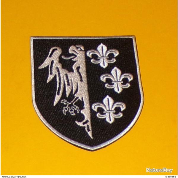 TISSU PATCH : DIVISION CHARLEMAGNE NOIR  , DIAMETRE 9 CM , BON ETAT VOIR PHOTOS . POUR TOUT RENSEIGN