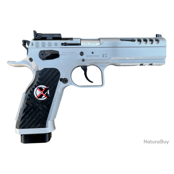 Pistolet TANFOGLIO STOCK MASTER XTREME Optic Ready Chrome calibre 9X19