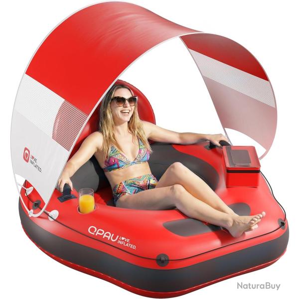Tube de rivi�re gonflable de 116,8 cm avec auvent pare-soleil amovible, tube flottant robuste pour a