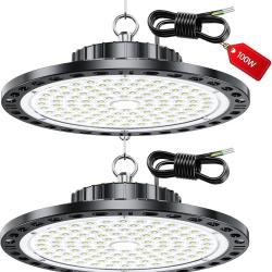 Projecteur LED Industriel - 2 Pack 100W 10000LM High Bay Eclairage Atelier avec Transformateur, IP65