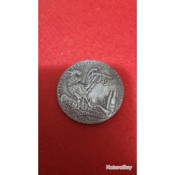 Grande m�daille satirique allemande 1914 - "Allen Respekt! Vor der Grande Nation" - 40 mm - WW1