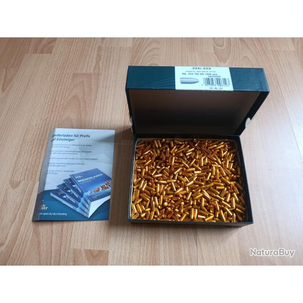 Ogive H&N cal 224 55 gr RN HS x1000 pour calibre 222/223