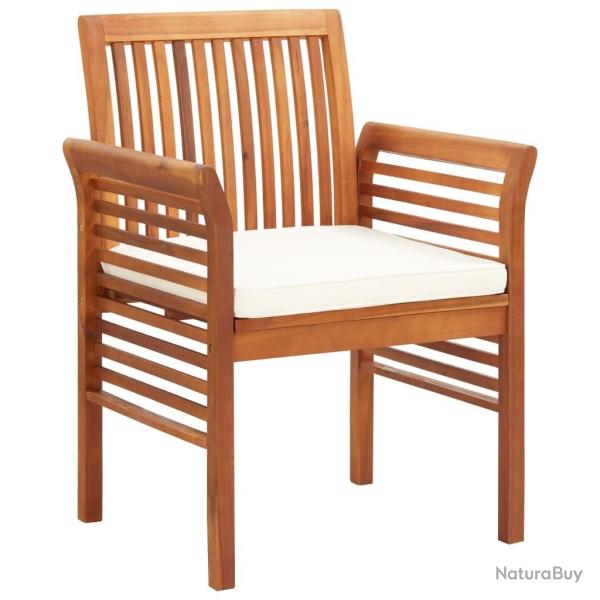 Chaises de jardin avec coussins lot de 4 Bois d'acacia massif