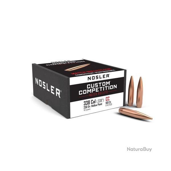 100 Projectiles NOSLER CUSTOM COMPETITION .338 250 Grains HPBT