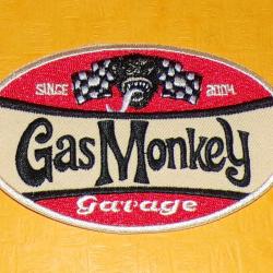 TISSU PATCH : GAS MONKEY SINCE 2004 GARAGE  , DIAMETRE 10 CM , BON ETAT VOIR PHOTOS . POUR TOUT REN