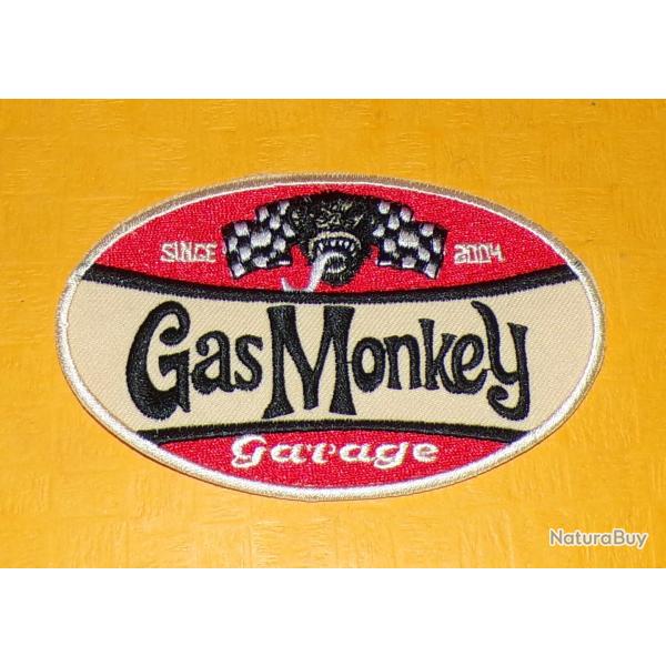 TISSU PATCH : GAS MONKEY SINCE 2004 GARAGE  , DIAMETRE 10 CM , BON ETAT VOIR PHOTOS . POUR TOUT REN