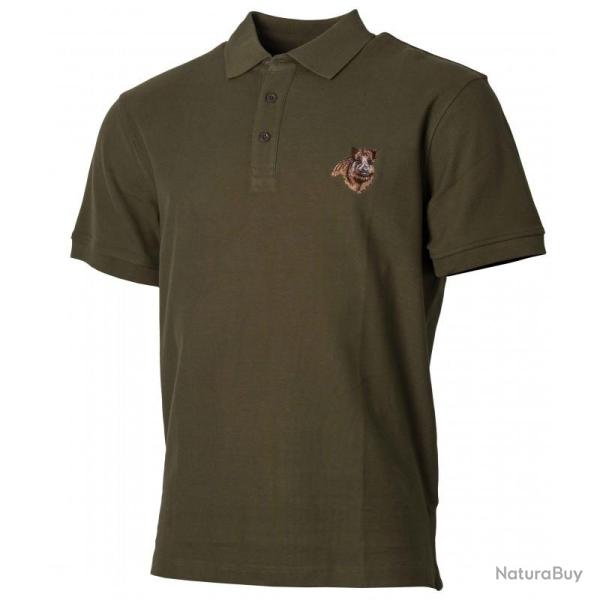 Polo de Chasse Kaki Broderie Sanglier Treeland M