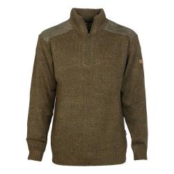 Pull de chasse Percussion Col Chemin&eacute;e Broderie Percussion Kaki - TAILLE S