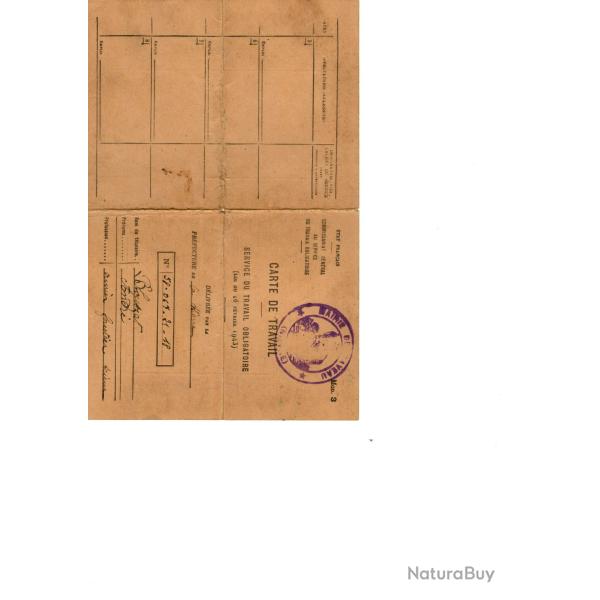 carte de travail militaire