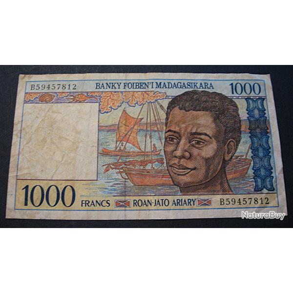 Madagascar billet de 1000 francs ttb