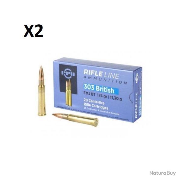 Lot de deux bo�tes PPU 303 BRITISH FMJ BT 174gr