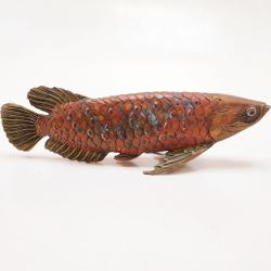 Bergmann Sculpture sign&eacute;e Grand poisson Carpe ko&iuml; 28 cm Bronze de Vienne