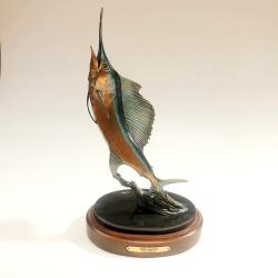 Kent Ullberg (1945-.) Sculpture Bronze FreeJumping Espadon ou Marlin 33cm