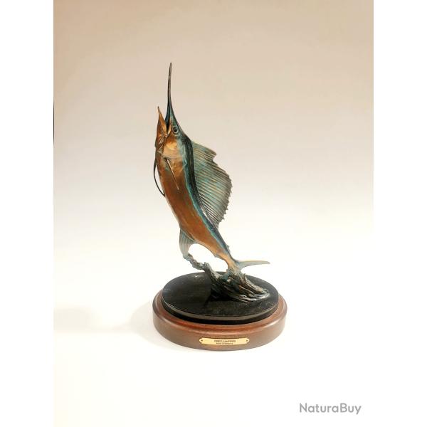 Kent Ullberg (1945-.) Sculpture Bronze FreeJumping Espadon ou Marlin 33cm